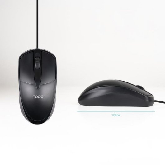 Ratón TooQ TQM-1001-B USB 1000 DPI Ambidextrisch Schwarz