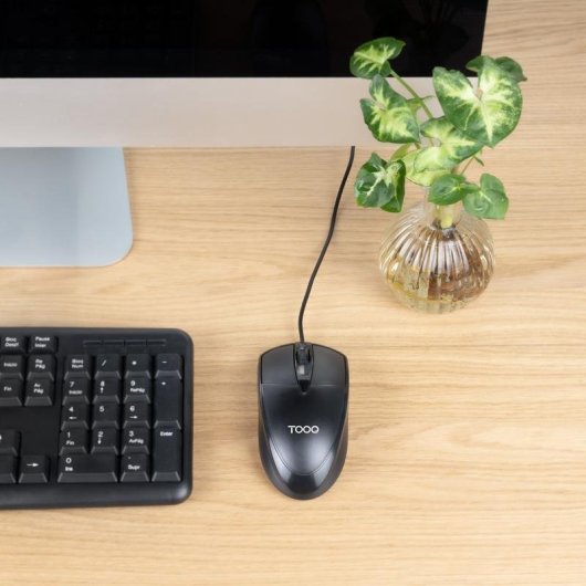 Ratón TooQ TQM-1001-B USB 1000 DPI Ambidextrisch Schwarz