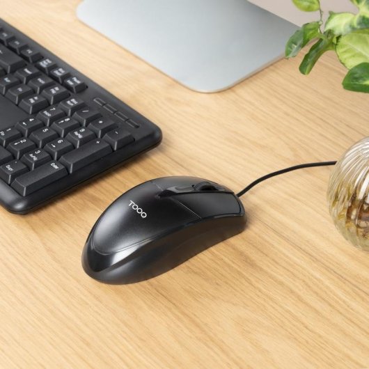 Ratón TooQ TQM-1001-B USB 1000 DPI Ambidextrisch Schwarz