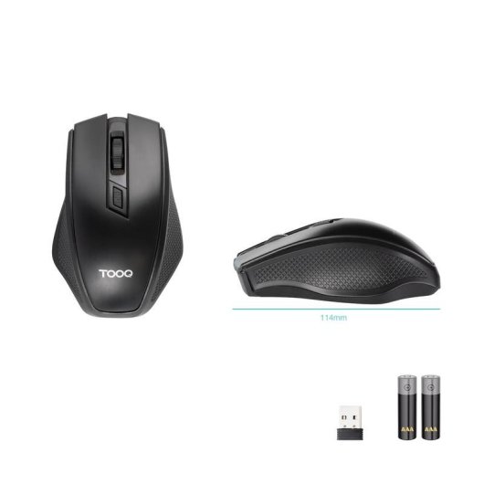Ratón TooQ TQMW-1102-B sans fil 1600 DPI Noir droitier