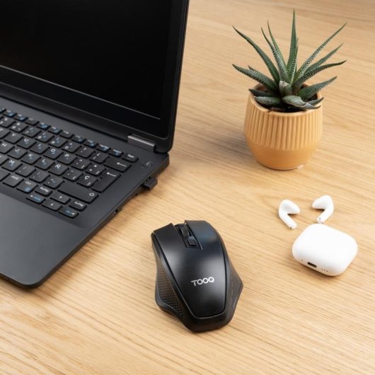 Ratón TooQ TQMW-1102-B sans fil 1600 DPI Noir droitier