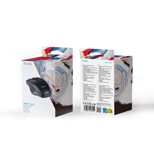 Ratón TooQ TQMW-1102-B sans fil 1600 DPI Noir droitier