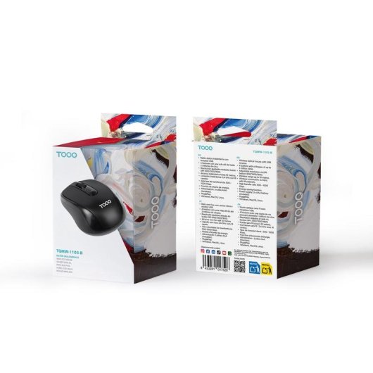 Ratón TooQ TQMW-1103-B Sans Fil 2.4 GHz 1600 DPI Noir Ambidextre