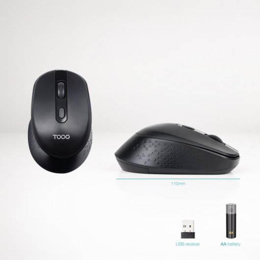 Ratón TooQ TQMW-1101-B sans fil 1600 DPI noir droitier