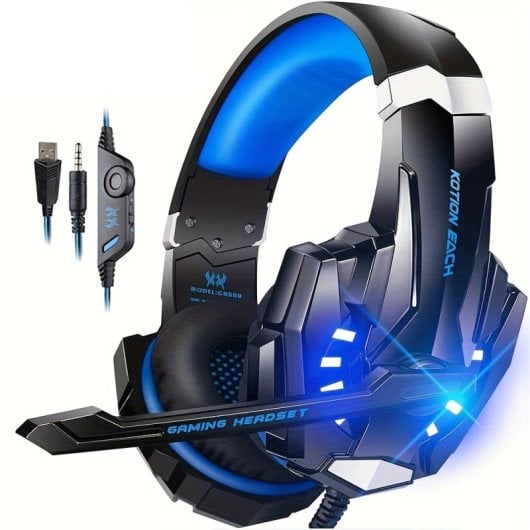 Auriculares Estéreo Para Juegos Con Micrófono, Cancelación De Ruido E Iluminación 3.5 Mm + Usb Microfono E Led