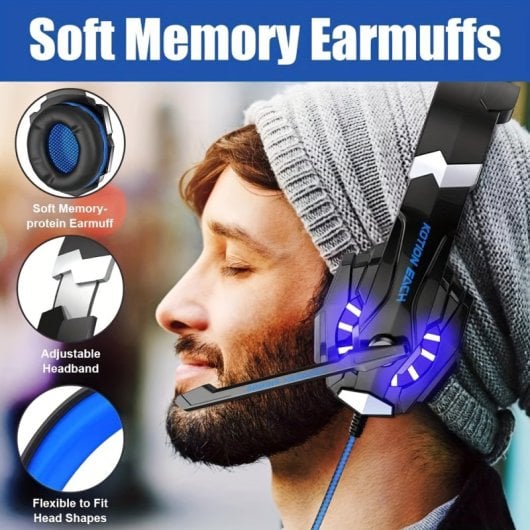 Auriculares Estéreo Para Juegos Con Micrófono, Cancelación De Ruido E Iluminación 3.5 Mm + Usb Microfono E Led