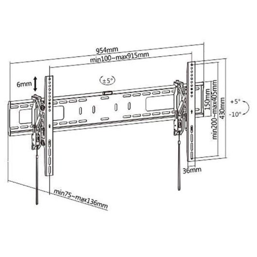 Fersay Soporte TV Pared 43 a 90" VESA 200x200 a 800x400 Máx 75Kg