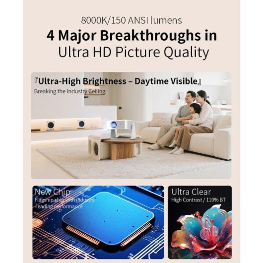 Projecteur Blossom X3 1280x720p 8000 Lúmenes 300" LED DLP Android 11 Portable