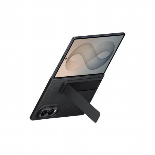 Samsung Hülle Carbonfaser mit Ständer Schwarz für Galaxy Z Fold8
