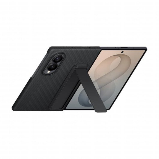 Samsung Hülle Carbonfaser mit Ständer Schwarz für Galaxy Z Fold8