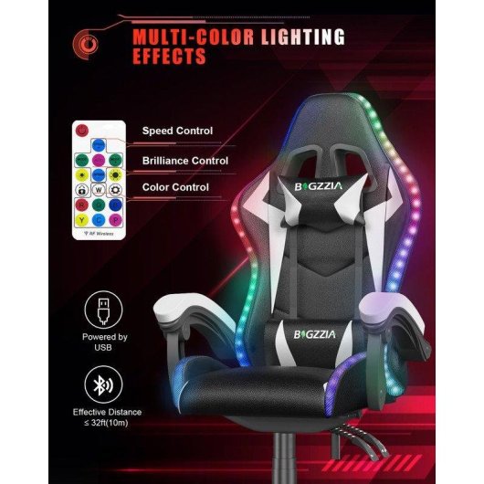 Sedia Gaming Naspaluro LED RGB Bianco Nero