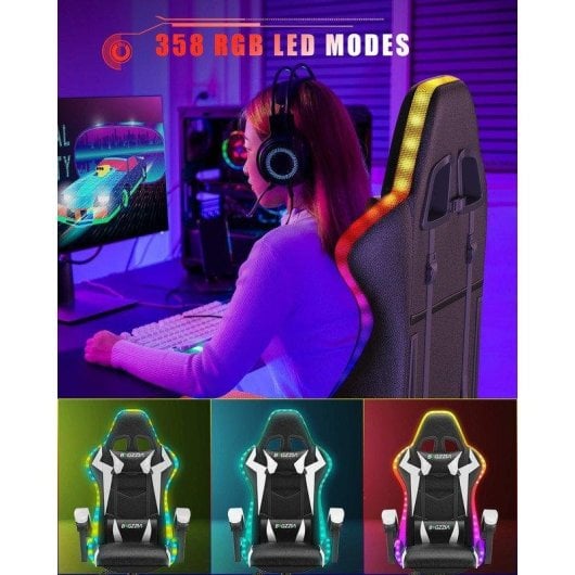 Sedia Gaming Naspaluro LED RGB Bianco Nero