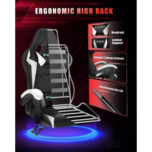 Sedia Gaming Naspaluro LED RGB Bianco Nero