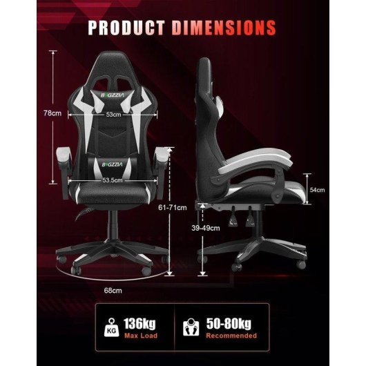 Sedia Gaming Naspaluro LED RGB Bianco Nero