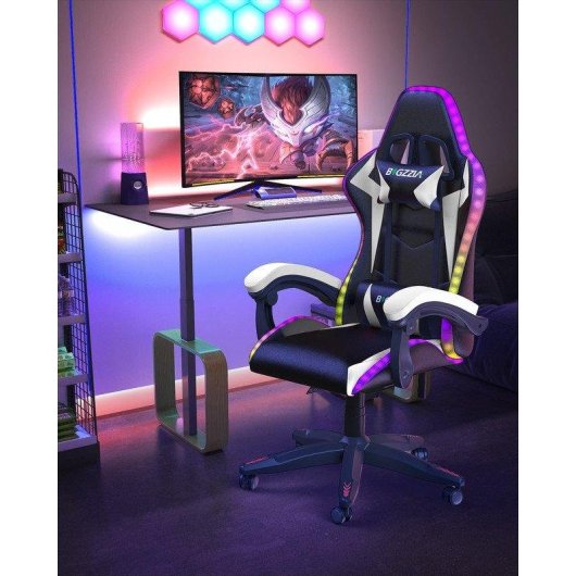 Sedia Gaming Naspaluro LED RGB Bianco Nero