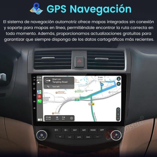 Autoradio Junsun 10,1 pouces 2+64GB Android 15 Carplay GPS Honda Accord