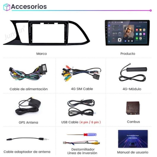 Autoradio Junsun Android 15 Octa Core CarPlay 4G GPS Seat Leon 3
