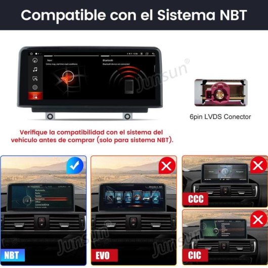 Autorradio Junsun 10.25" CarPlay Android Auto GPS para BMW NBT