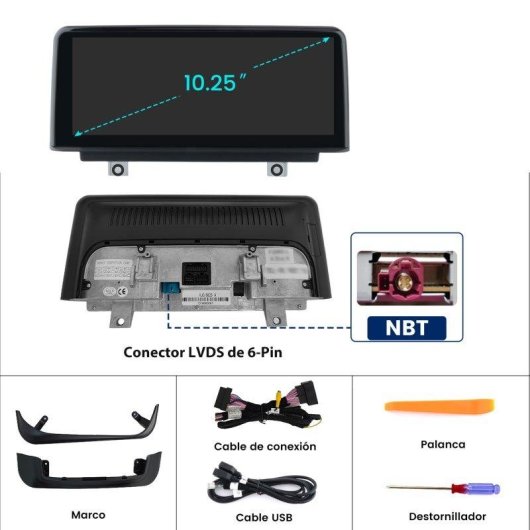 Autorradio Junsun 10.25" CarPlay Android Auto GPS para BMW NBT