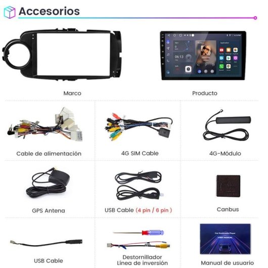 Autoradio Junsun 6+128GB Octa Core Carplay Android Auto 4G GPS