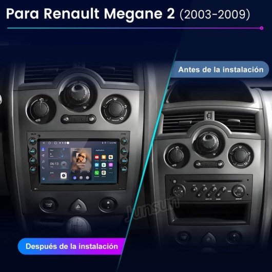 Autoradio JUNSUN Android 15 2+64GB Carplay GPS DAB+ Renault Megane II