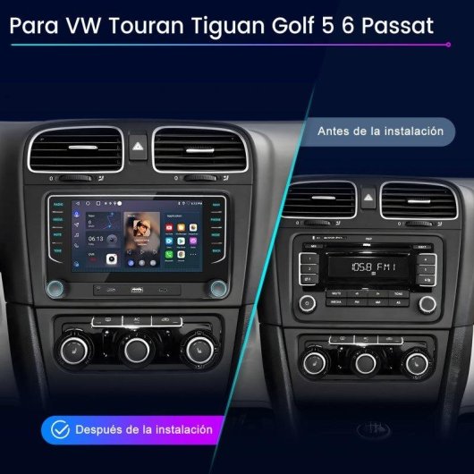 Autoradio JUNSUN 7" IPS Android 15 CarPlay Android Auto Bluetooth VW