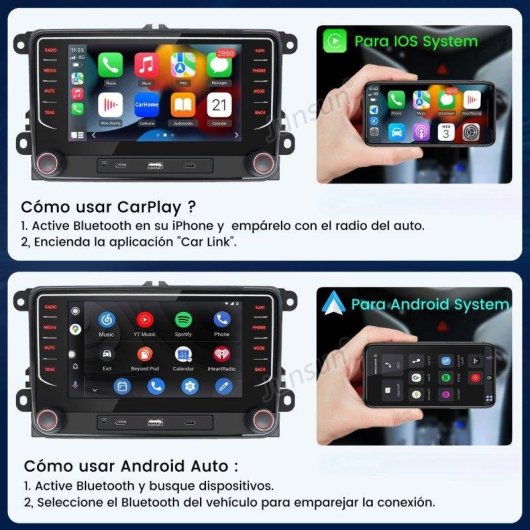 Autoradio JUNSUN 7" IPS Android 15 CarPlay Android Auto Bluetooth VW
