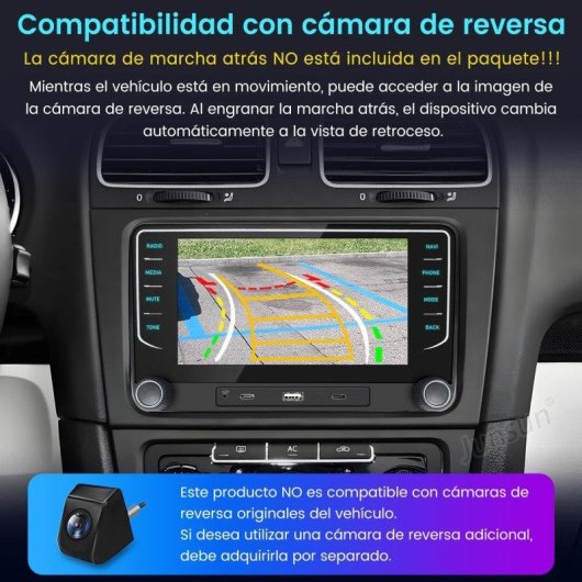 Autoradio JUNSUN 7" IPS Android 15 CarPlay Android Auto Bluetooth VW