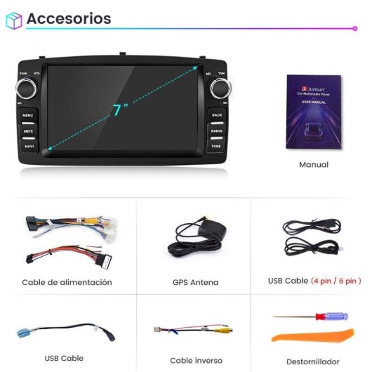 Autoradio Junsun 7'' Android 15 CarPlay Android Auto GPS RDS Wifi