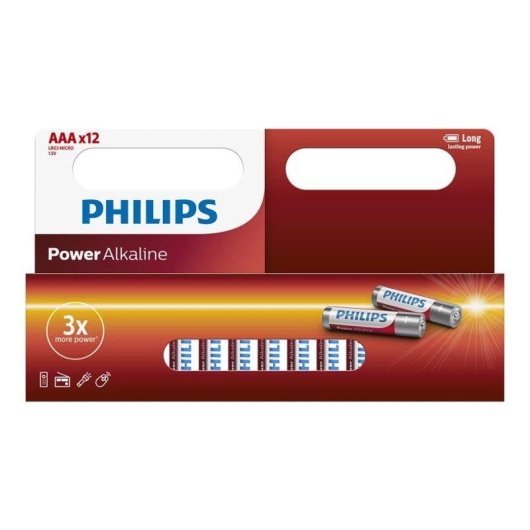 Pila Alcalina Philips PowerLife AAA 1.5V Pack 12 Unidades