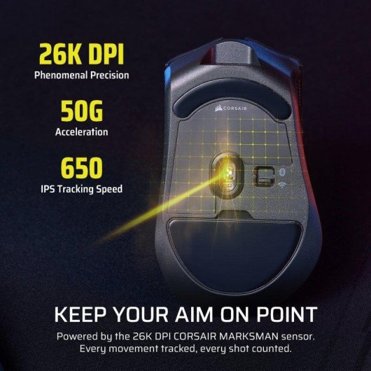 Maus Corsair HARPOON v2 Wireless 2,4 GHz Bluetooth 26000 DPI Schwarz RGB