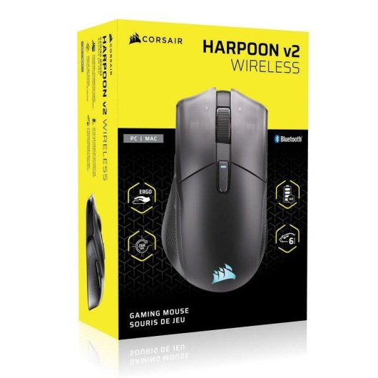 Maus Corsair HARPOON v2 Wireless 2,4 GHz Bluetooth 26000 DPI Schwarz RGB