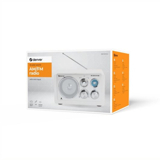 Radio Denver TR-63W Analogique AM FM 15 W Blanc