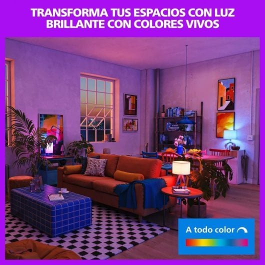 Bombilla Philips LED Inteligente RGB A60 E27 con Mando a Distancia Pack 2 Unidades
