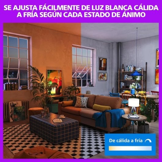 Bombilla Philips LED Inteligente RGB A60 E27 con Mando a Distancia Pack 2 Unidades