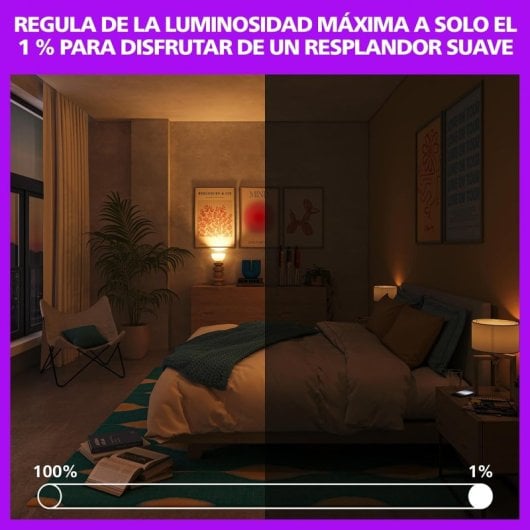 Bombilla Philips LED Inteligente RGB A60 E27 con Mando a Distancia Pack 2 Unidades