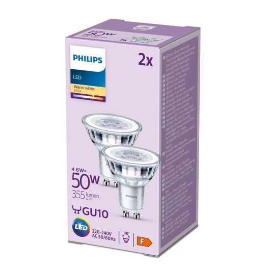 LED-Lampe Philips GU10 4,6W Warmweiß 2700K 355lm 2er-Pack