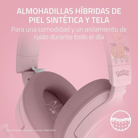 Auriculares Razer Kraken V4 X Pikachu & Eevee Edition bedraad USB-C/A Gaming 7.1 RGB Roze