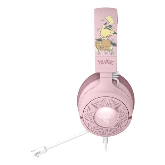 Auriculares Razer Kraken V4 X Pikachu & Eevee Edition bedraad USB-C/A Gaming 7.1 RGB Roze