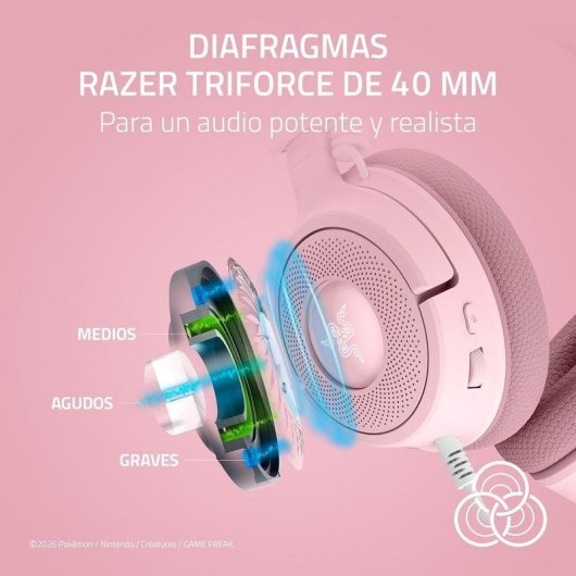Auriculares Razer Kraken V4 X Pikachu & Eevee Edition bedraad USB-C/A Gaming 7.1 RGB Roze