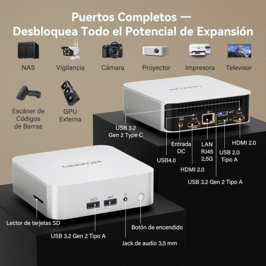 Mini PC GEEKOM A7 AMD Ryzen 5 7545U 16GB 500GB SSD Radeon 740M Windows 11 Pro