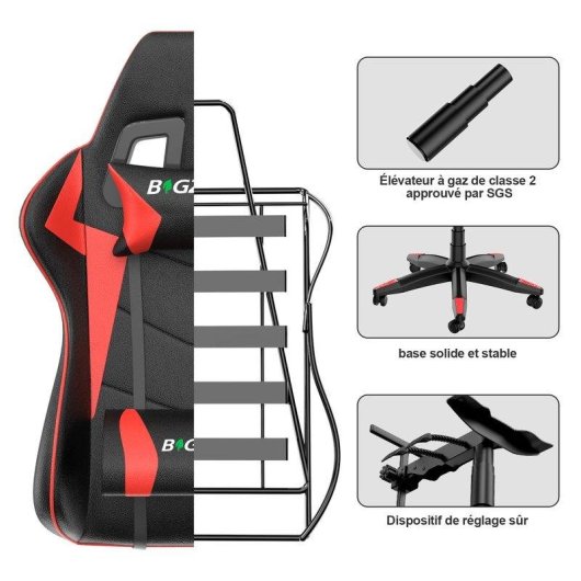 Chaise Gaming Naspaluro Repose-pieds Ergonomique 90 Degres