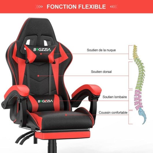 Chaise Gaming Naspaluro Repose-pieds Ergonomique 90 Degres