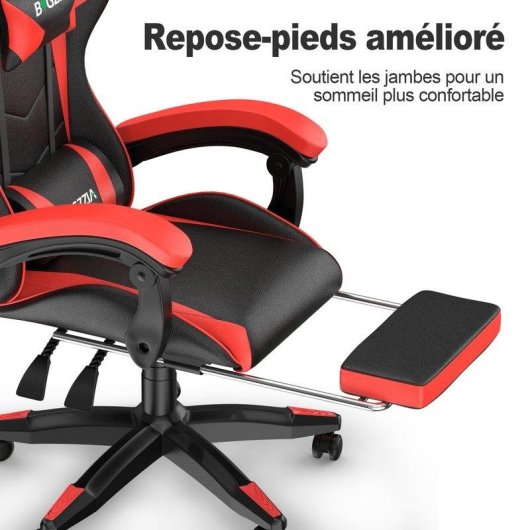 Chaise Gaming Naspaluro Repose-pieds Ergonomique 90 Degres