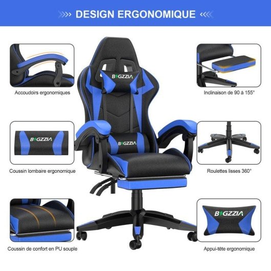 Sedia Gaming Naspaluro Poggiapiedi Ergonomico