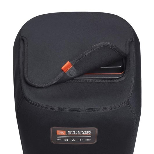Capa JBL PartyBox Club 120 preta em tecido e poliéster resistente
