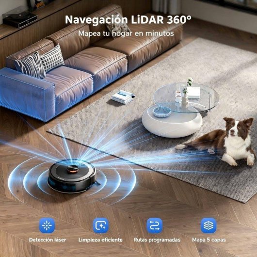 Robot Aspirador y Fregasuelos Teendow D10S MAX con Autovaciado Navegación LiDAR 4500 Pa Control por voz