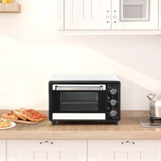 Mini Forno Welltin T1008-01-01146 16L 1400W Temporizador 3 Modos Branco e Preto
