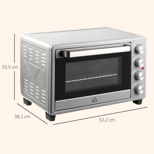 Horno Sobremesa Welltin 800-087SR 32L 52cm 1600W Plata