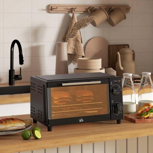 Mini Four de Table Welltin 800-088V90BK 9L 750W Minuterie Température Réglable Noir